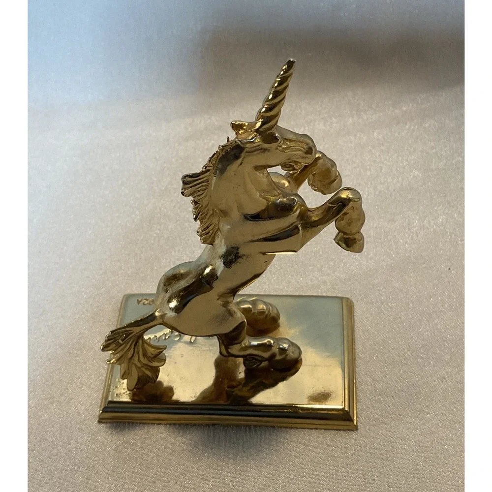 Vintage 1982 London Pewter Gold Plated Unicorn Signed H Ghazarian 3692A